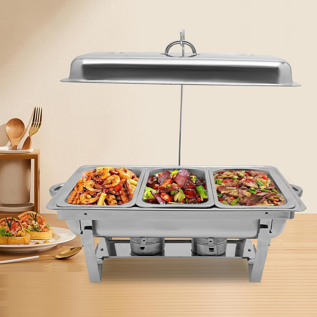 Edelstahl Buffetwärmer Speisenwärmer Chafing Dish Buffet Set Catering Party Warmhaltebehälter 3L/3.1