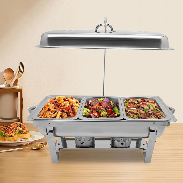 Edelstahl Buffetwärmer Speisenwärmer Chafing Dish Buffet Set Catering Party Warmhaltebehälter 3L/3.1