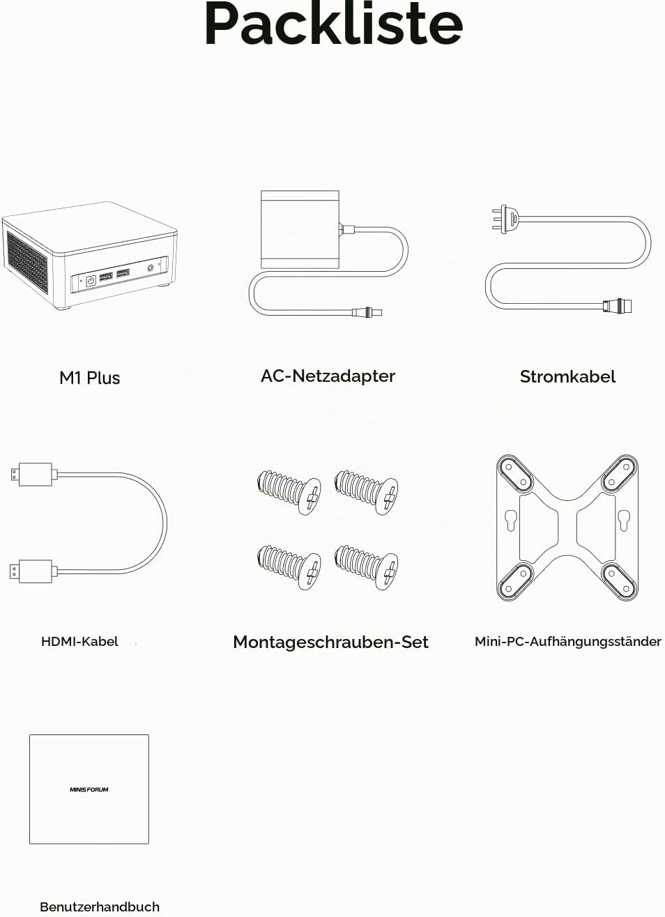MINIS FORUM M1 Plus Mini PC, Intel Core i5-12600H Prozessor (12C/16T bis 4.5 GHz) und Intel Iris Xe