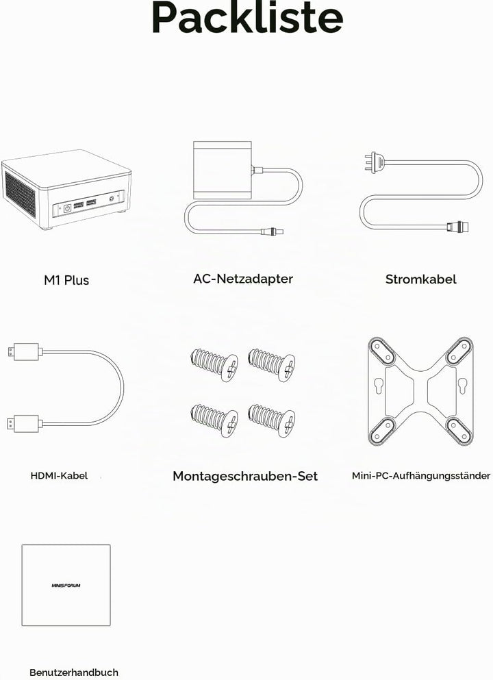MINIS FORUM M1 Plus Mini PC, Intel Core i5-12600H Prozessor (12C/16T bis 4.5 GHz) und Intel Iris Xe