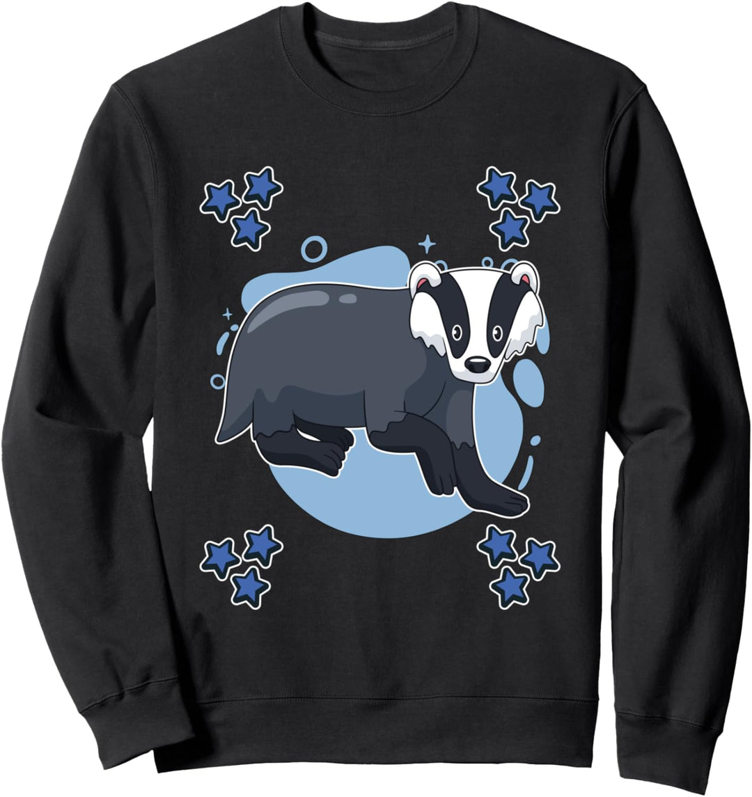 Herren Dachs Zeichnung Sterne Jungen Dachs Sweatshirt