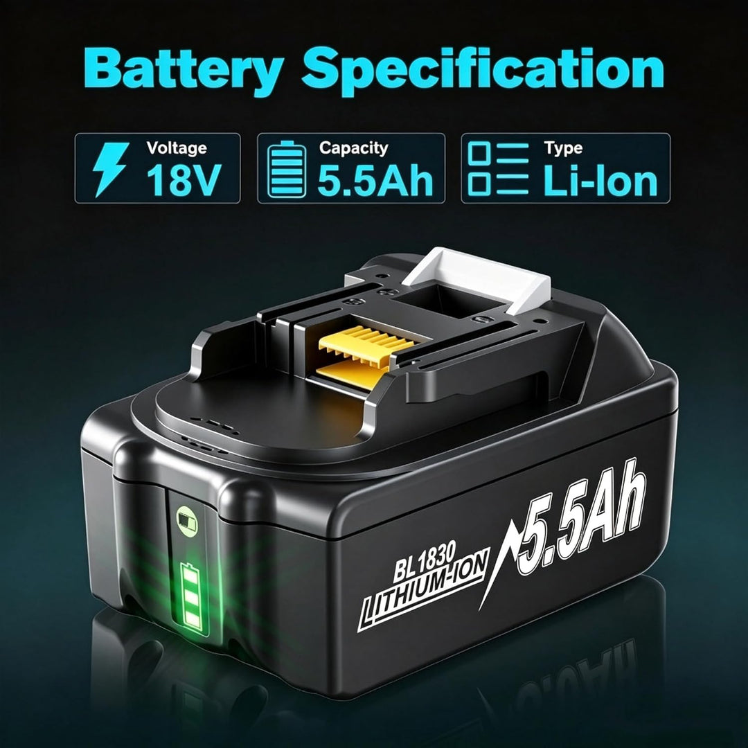 2 Stück 5500mAh/5.5Ah BL1830 Ersatzakku für makita Akku 18V BL1850 BL1850B BL1830 BL1860B BL1845 BL1