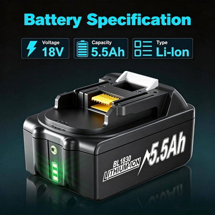 2 Stück 5500mAh/5.5Ah BL1830 Ersatzakku für makita Akku 18V BL1850 BL1850B BL1830 BL1860B BL1845 BL1