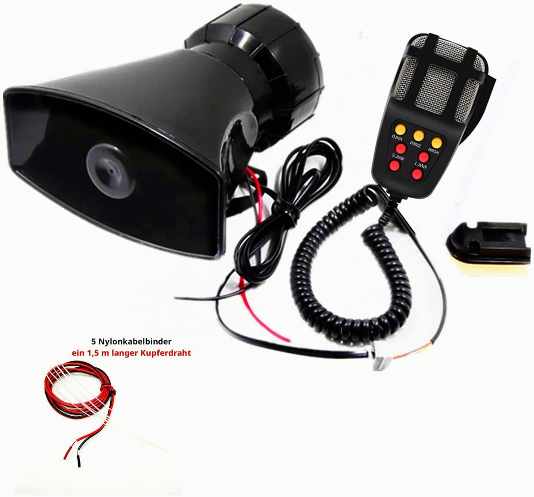 Autosirene Autohupe elektrische Hupe Notverstärker Autosirene mit Mikrofon PA Lautsprechersystem 7 T