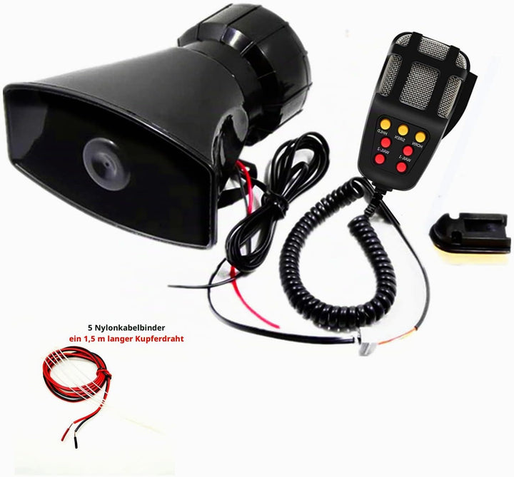 Autosirene Autohupe elektrische Hupe Notverstärker Autosirene mit Mikrofon PA Lautsprechersystem 7 T