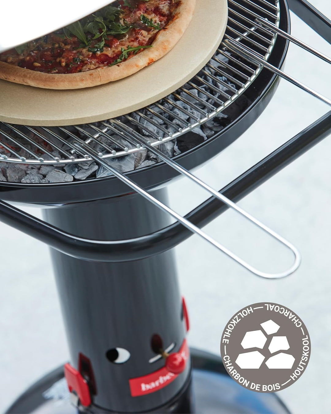 Barbecook Holzkohlegrill BBQ mit Windschutz, Säulengrill rund Standgrill mit Quick-Start und Quick-S