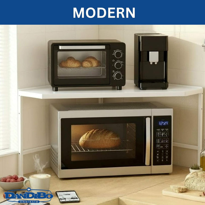 DanDiBo Mikrowellenregal Eckregal Küche Stehend Arbeitsplatte 72x72 cm Weiss 2 Stufig 96689 Mikrowel