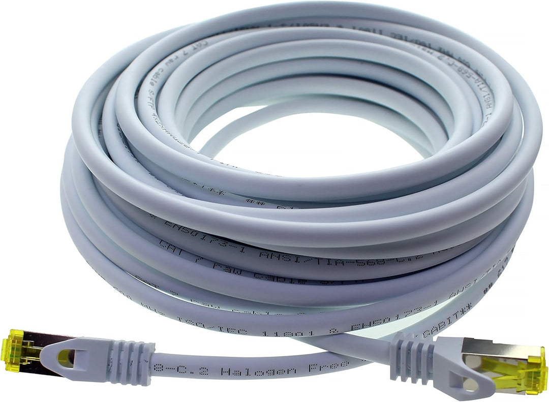 1aTTack.de Cat.7 Netzwerkkabel 10m Weiss 5 Stück Cat7 Ethernetkabel Netzwerk LAN Kabel Rohkabel 10 G