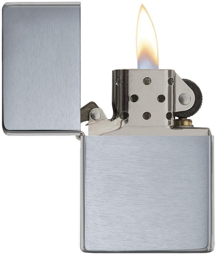 Zippo Vintage gebürstetes Chrom ohne Schlitze – 230.25, Gebürstetes Chrom
