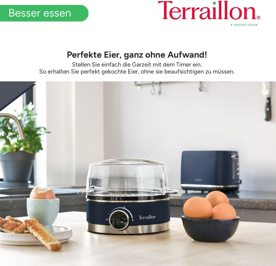 TERRAILLON - New Moon Elektrischer Eierkocher, Kapazität 7 Eier, 410 W, integrierter Timer, integrie