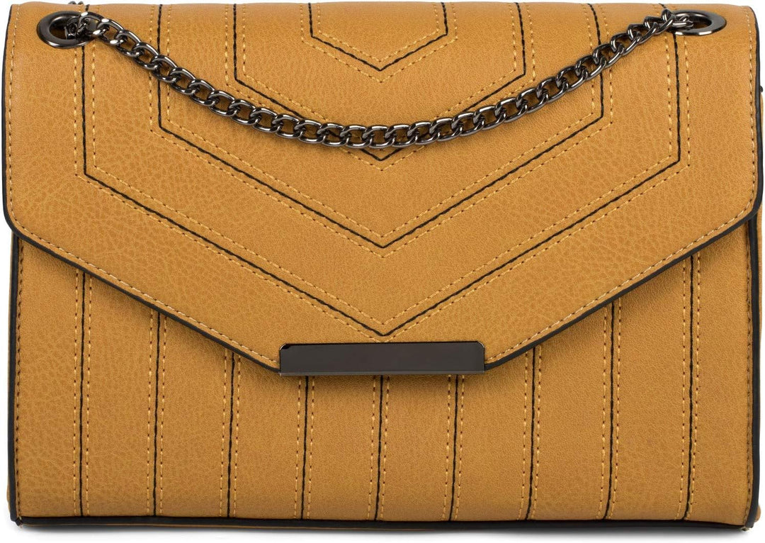 styleBREAKER Damen Umhängetasche mit Ziernähten und Kette, Schultertasche, Handtasche, Tasche 020123