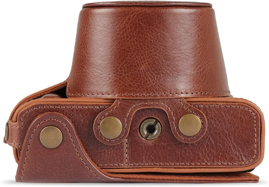 MegaGear Ever Ready Echtleder-Kameratasche kompatibel mit Nikon Z fc (16-50 mm) (Brown), MG2011, Bro