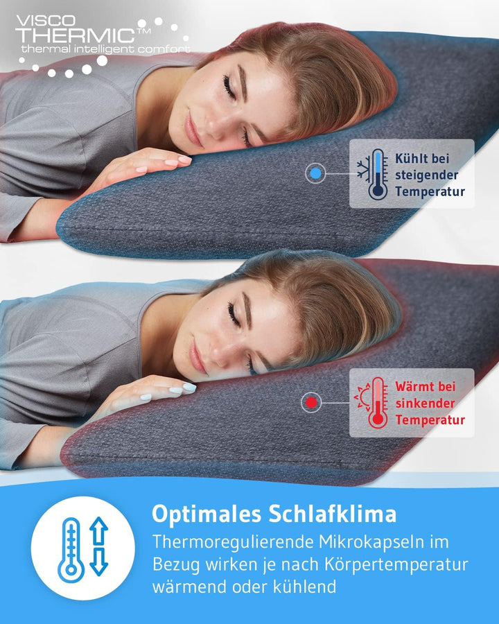 Bauchschläferkissen 40x60 MIZAR Quickdry, Flaches Kopfkissen für Bauchschläfer - 7 cm, Zertifizierte