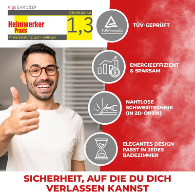 VIGO elektrischer Badheizkörper/Handtuch Radiator - ECO 450 Watt, TÜV geprüft: Inklusive Montage-Set