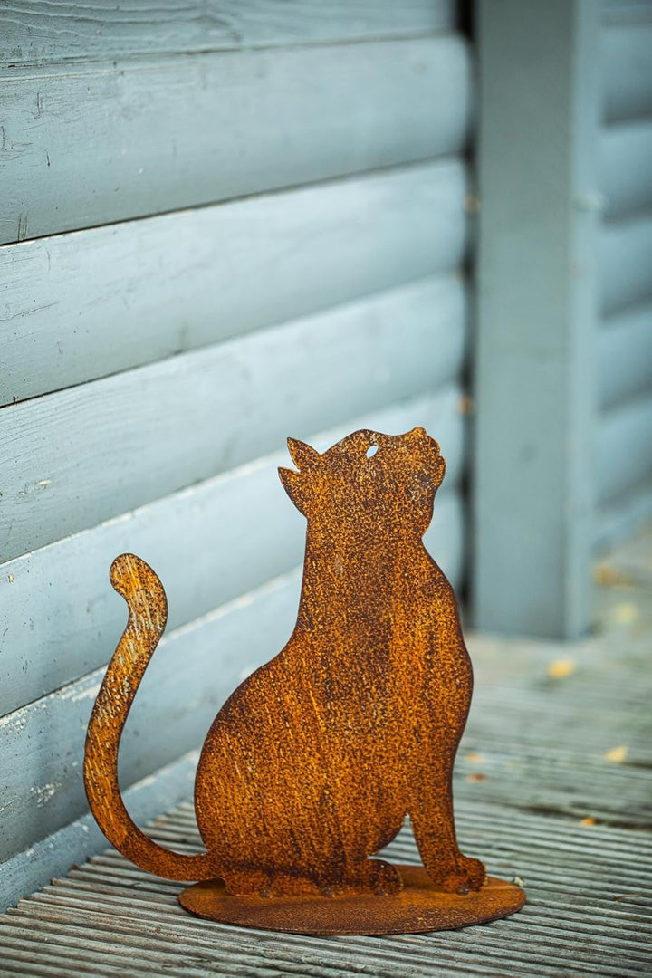 Bornhöft Gartenstecker Katze Mietze zum Stellen Metall Rost Gartendeko Edelrost rostige Gartendekora