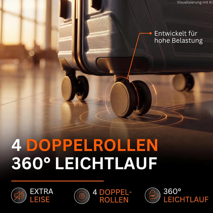 Cocoono Hartschalenkoffer XL Gross - 100L Volumen - 158cm Gurtmass - 8 Rollen 360° drehbar - Leichte