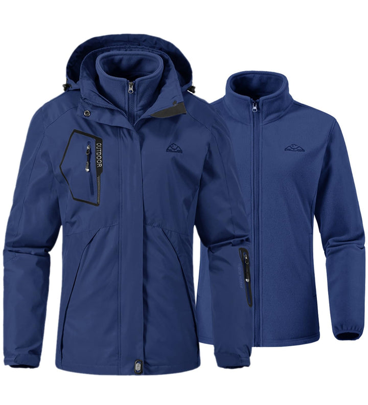 YSENTO Damen 3-in-1 Skijacke Winter FleeceJacke Wasserdichte Winddichte Warme Funktions Outdoor Soft