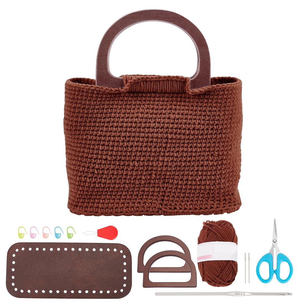 FREEBLOSS Häkelset Für Anfänger, Häkeltaschen Set Mit Holzgriff, Inklusive Häkelgarn, Häkelnadeln, H
