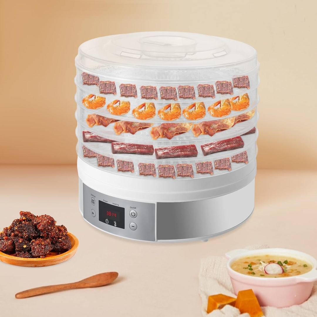 5 Etagen Lebensmittel-Dehydrator, Obst Trockner mit Display Einstellbarer Temperaturbereich 35-68℃ f