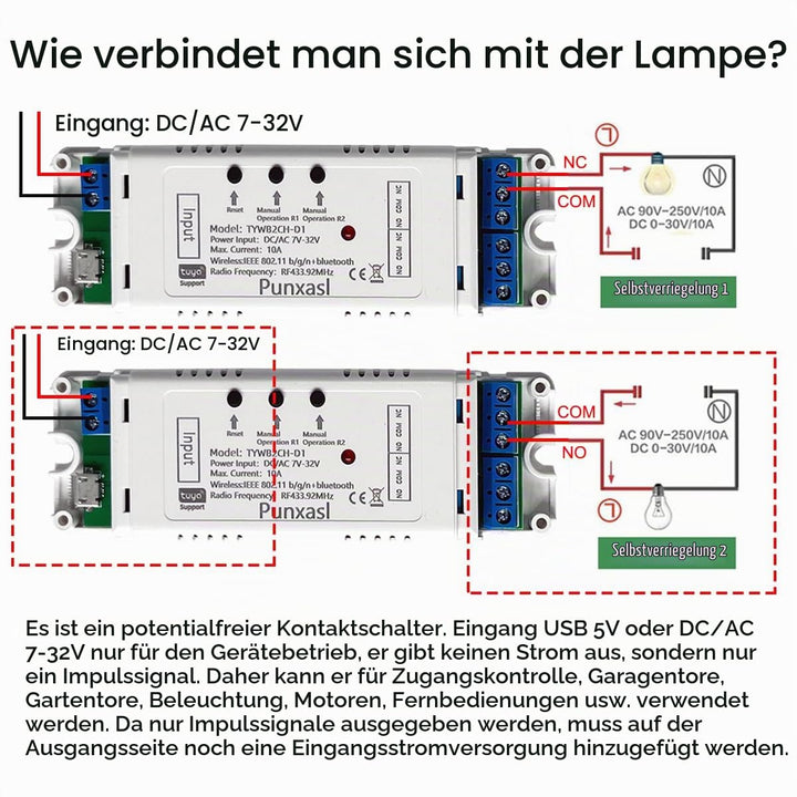 Wifi Elektrischer Linearantriebsregler, 2 Kanäle DC 12 V 24 V Wifi Smart Relaisschalter 2CH 7-32V, 2
