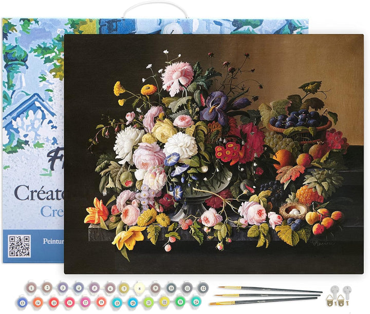 Figured'Art Malen Nach Zahlen Erwachsene Mit Rahmen Blumen und Obst - Severin Roesen - Paint by Numb