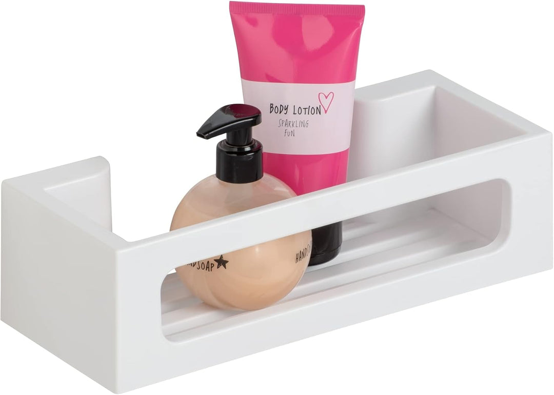 WENKO Turbo-Loc® Wandablage Bralia, Bad-Ablage aus Kunststoff, Befestigen ohne Bohren, tiefes Körbch