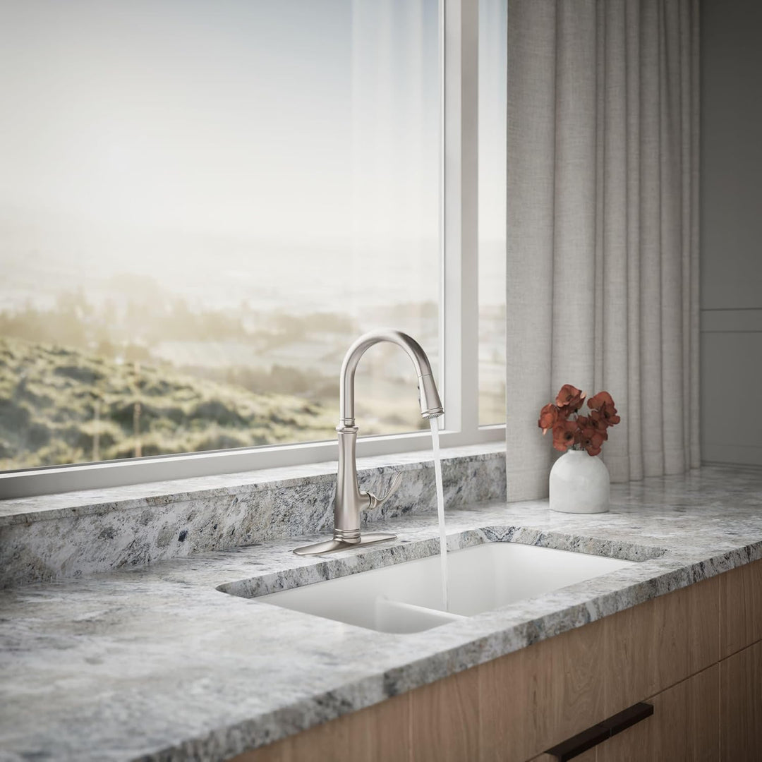 Kohler K-560-VS BELLERA Küchenarmatur, Leuchtendes Edelstahl, 375