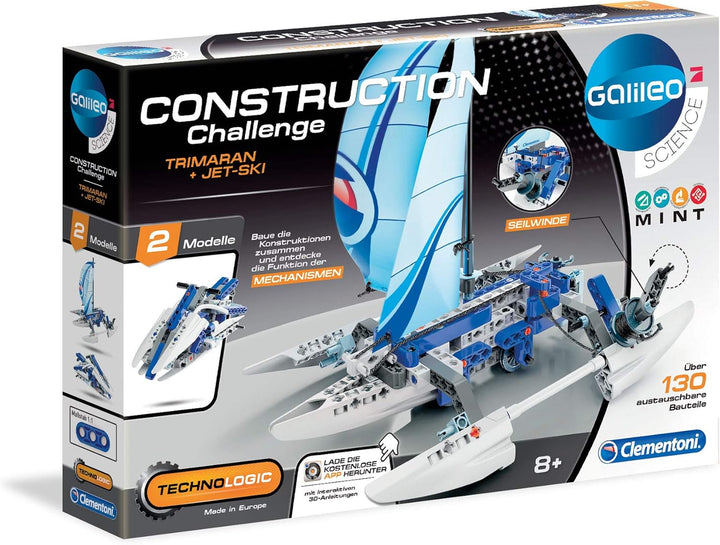 Clementoni 59108 Clementoni - 59108 - Construction Challenge - Trimaran und Jetski, Mehrfarben, Trim