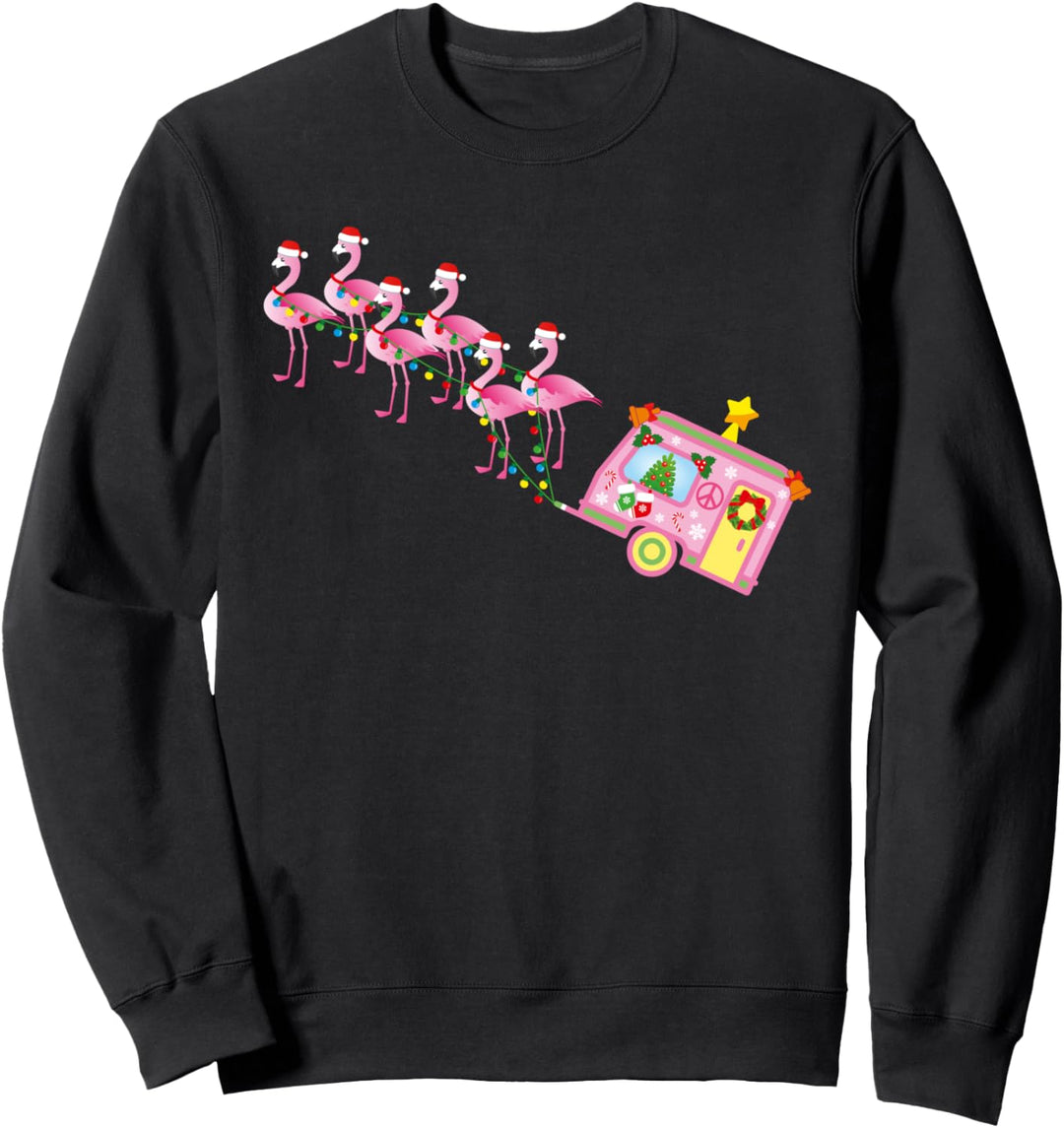 Flamingo-Camper Weihnachtsmann, niedlich für glampingendes Mädchen und Damen Sweatshirt