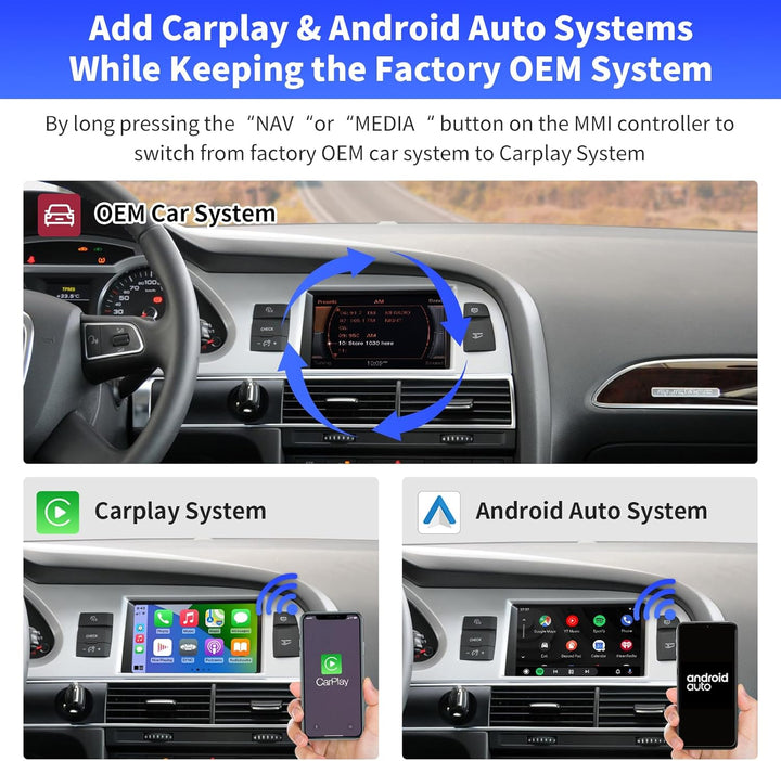 Road Top CarPlay Wireless Modul für Audi A6 S6 Q7 MMI 3G, CarPlay Interface | Für Audi A6/S6 (2010–2