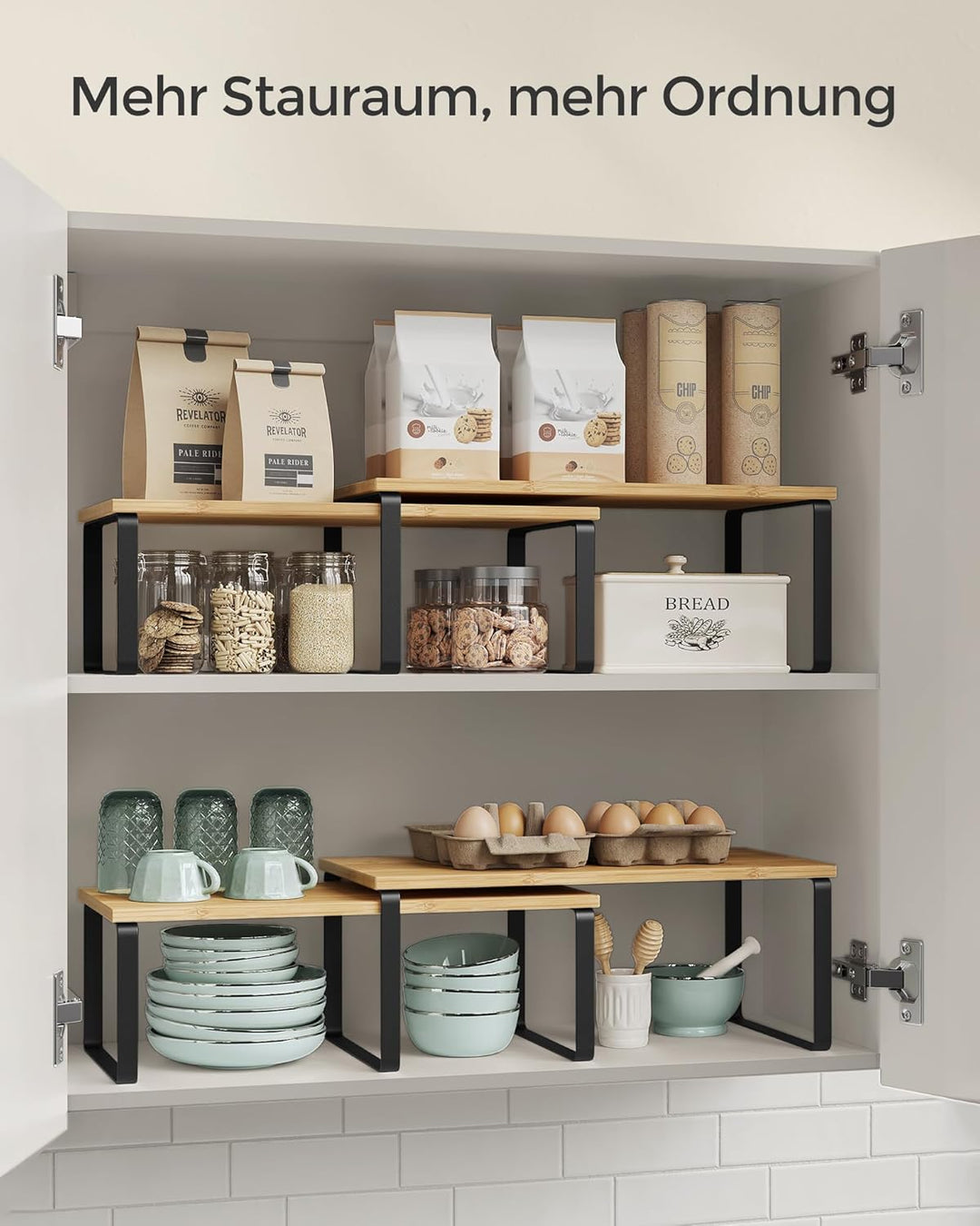 SONGMICS Gewürzregal, 2er Set Küchen-Organizer, Küchenregal, Schrank-Organizer Küche, erweiterbar, k