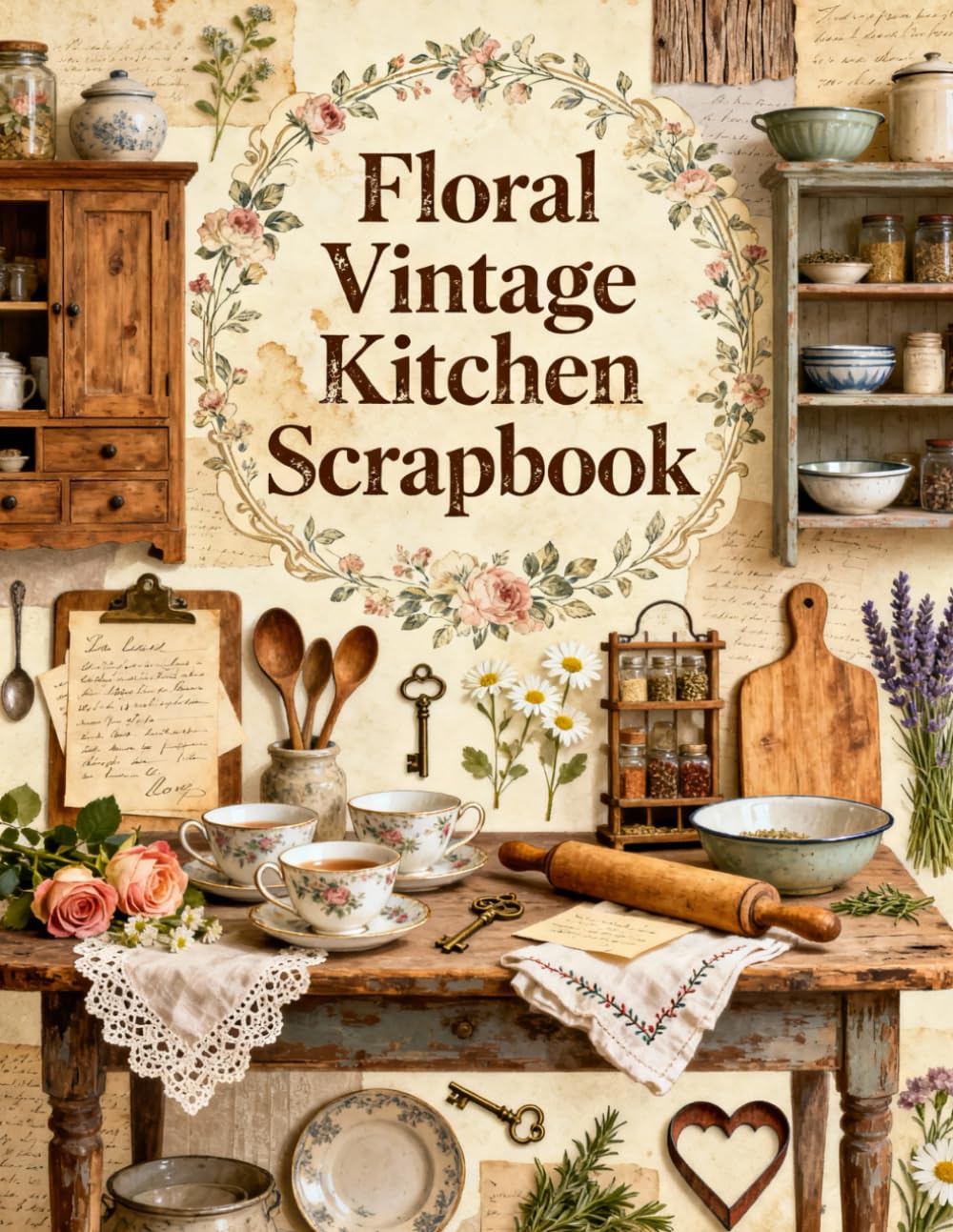 Floral Vintage Kitchen Scrapbook: A Carefully Designed 8.5 × 11 Scrapbook Papers with Over 200 Craft