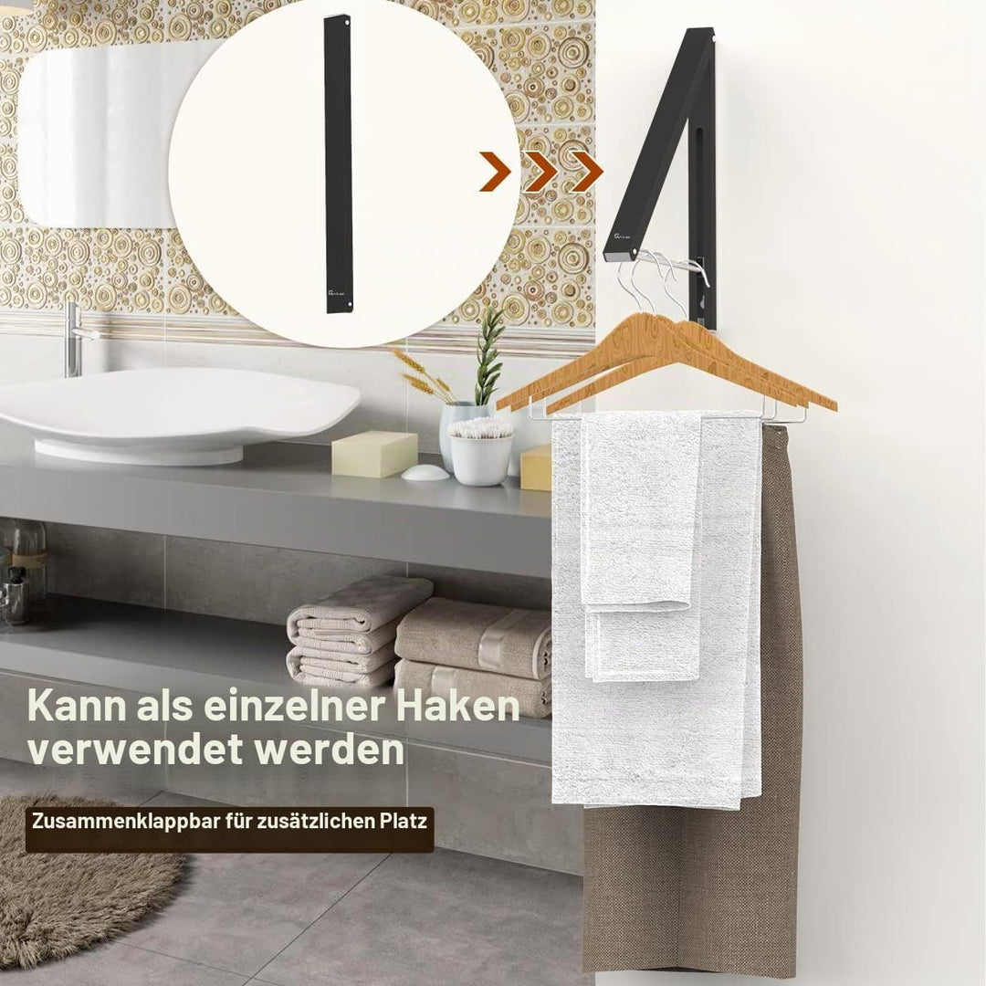 Kleiderbügel, faltbar, Wandhalterung, Aluminium, Aufbewahrung zu Hause, platzsparend, 2 Packungen 2