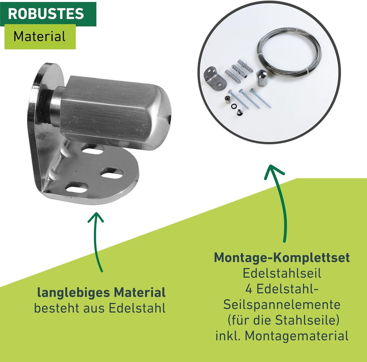 Windhager Montageset InoxLine aus Edelstahl für Sonnensegel, Seilspannmarkiesen Zubehör, Montageset