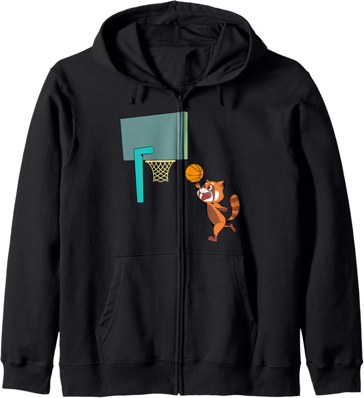 Comic Roter Panda spielt Basketball Kapuzenjacke