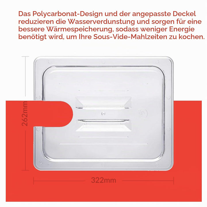 SousVideTools Container aus Polycarbonat, 11,6 l, mit Deckel passend für den iVide 2.0 Sous-Vide-Sti