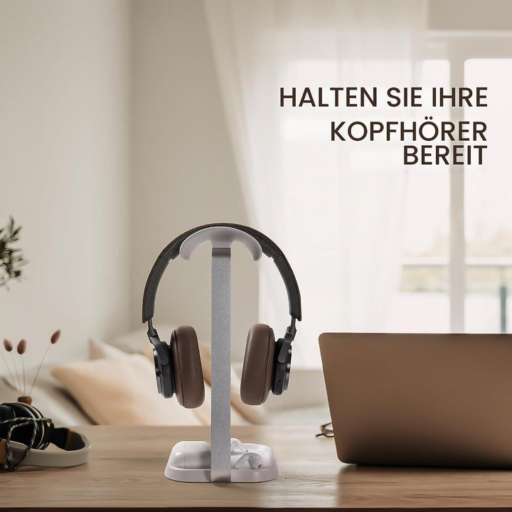 Kopfhörer Ständer, Gebogener Headset Halterung mit Ablagefach, Schwere Basis Gaming Kopfhörer Halter