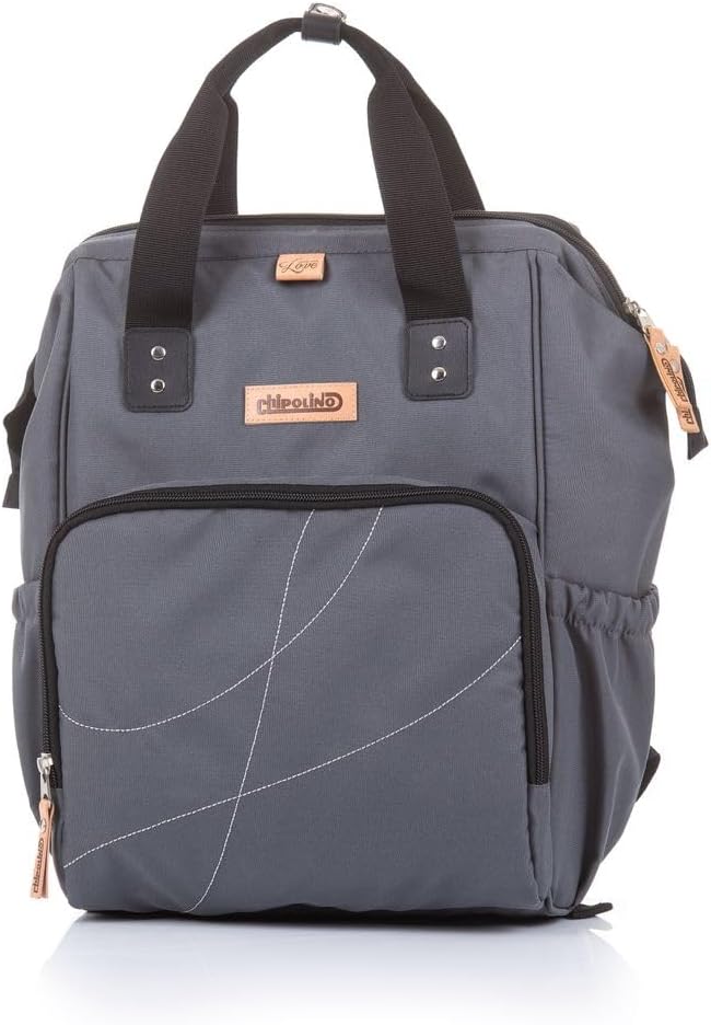 Chipolino Kinderwagentasche, Rucksack Wickelunterlage, Henkel Träger verstellbar, Farben:grau, Grau