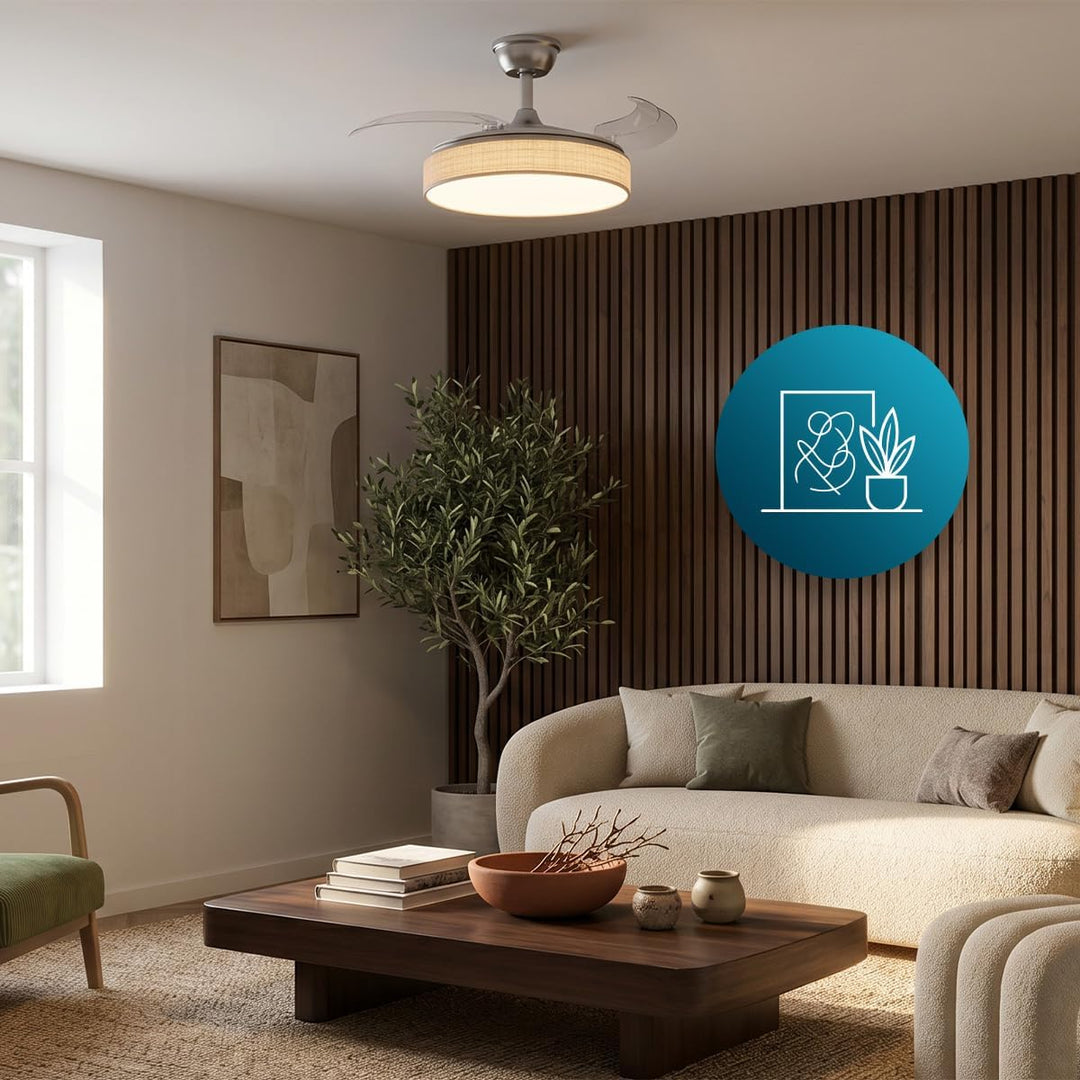 Cecotec Deckenventilator EnergySilence Aero 3666 Invisible Textile, 91 cm | LED-Licht, 3 Lichtfarben