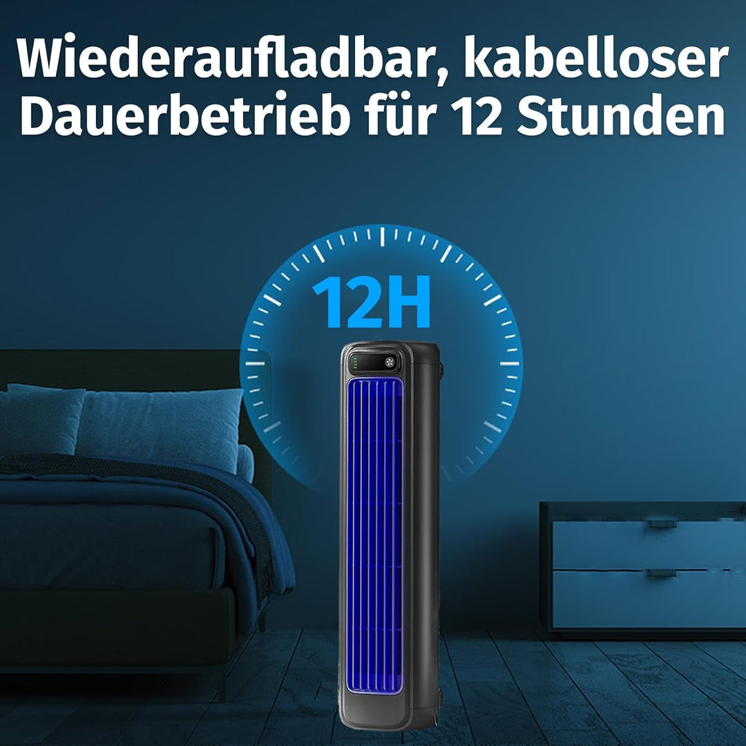 Festberg Cooling Ace Original – Kabelloser, Bladeless Turmventilator mit 3 Geschwindigkeiten | Leise