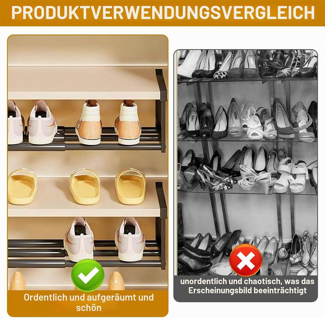 Hängendes Schuhregal Organizer 40–70 cm Ausziehbar – Erweiterbarer Regal Organizer unter dem Schrank