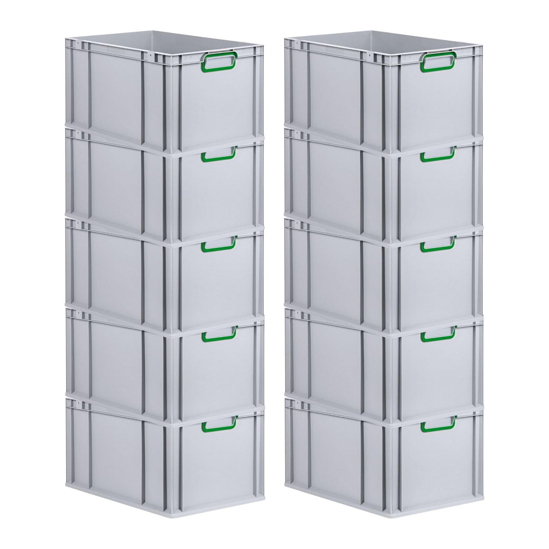 SuperSparSet 10x Eurobox NextGen Color | HxBxT 32x40x60cm | 65 Liter | Griffe grün geschlossen | Ver