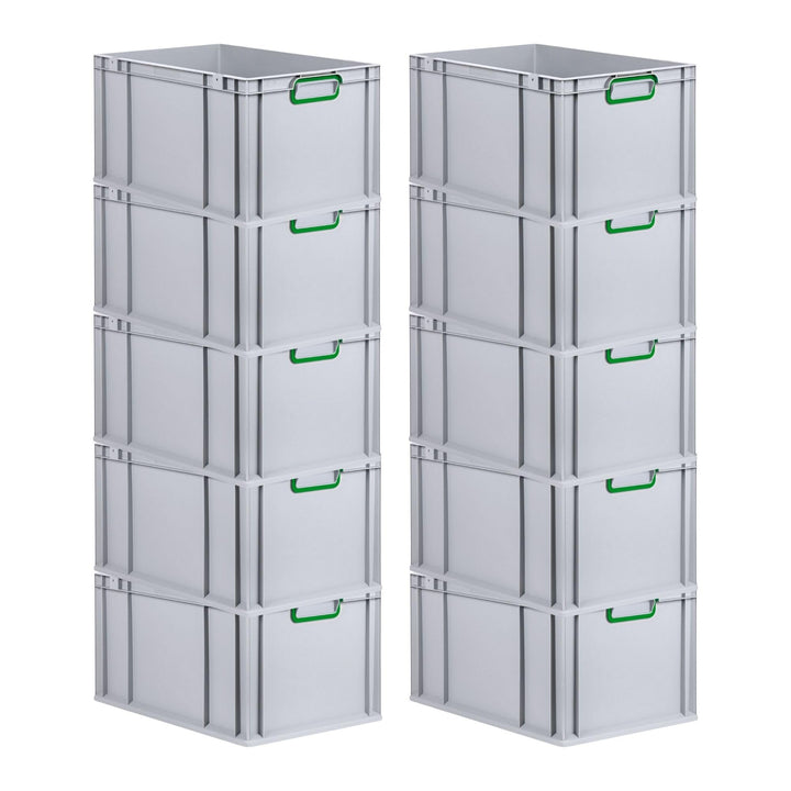 SuperSparSet 10x Eurobox NextGen Color | HxBxT 32x40x60cm | 65 Liter | Griffe grün geschlossen | Ver