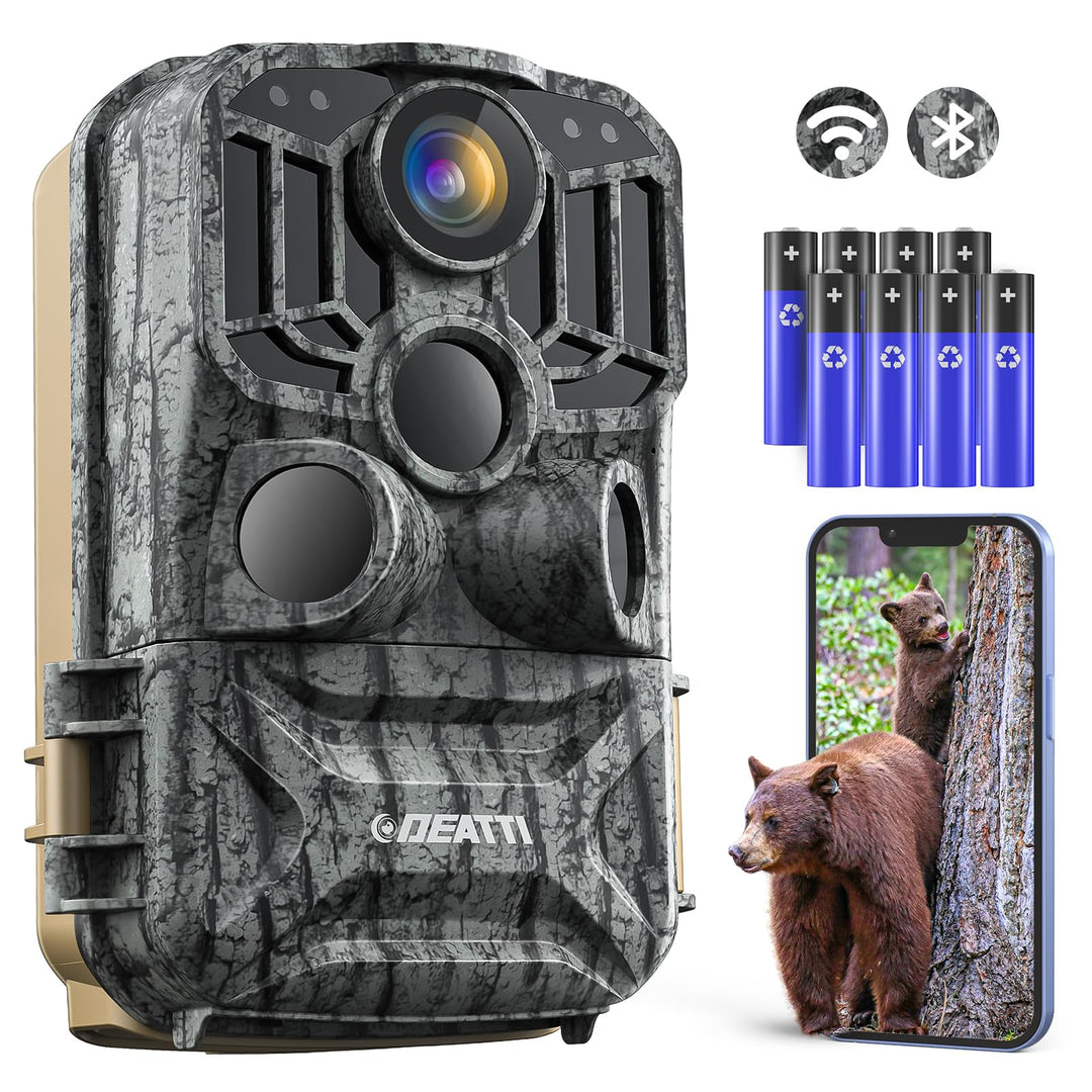 DEATTI Wildkamera mit Handyübertragung APP, 4K 48MP HD WLAN Bluetooth Wildkamera mit Bewegungsmelder