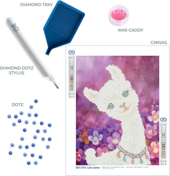 DIAMOND DOTZ DD7.018 - Original 5D Diamond Painting Set Lama Lulu, Kreativset mit 6.119 Diamant Mosa