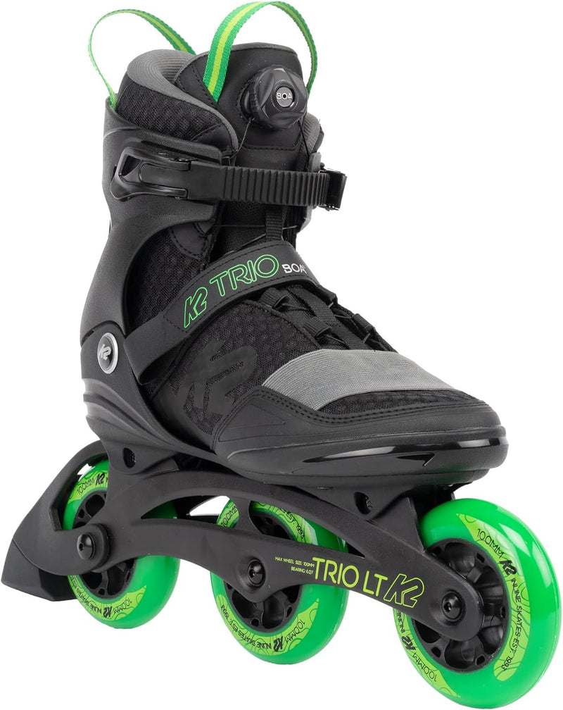 K2 Skate Trio LT 100 Unisex - Adult Inline Skates - Black - Green - 30G0301 EU: 43.5 (UK: 9 / US: 10