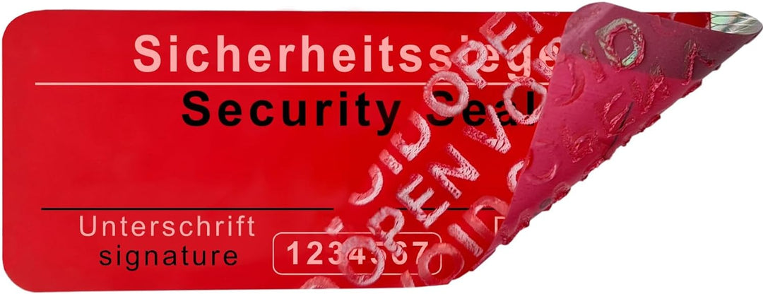 1000 Stk – Sicherheits-Siegel mit Seriennummer ohne Rückstände - 70x25mm rot, beschreibbar – Sicherh