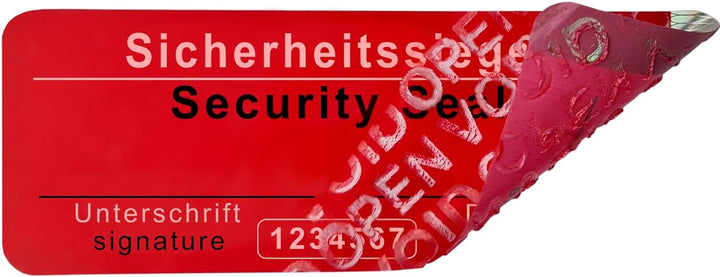 1000 Stk – Sicherheits-Siegel mit Seriennummer ohne Rückstände - 70x25mm rot, beschreibbar – Sicherh