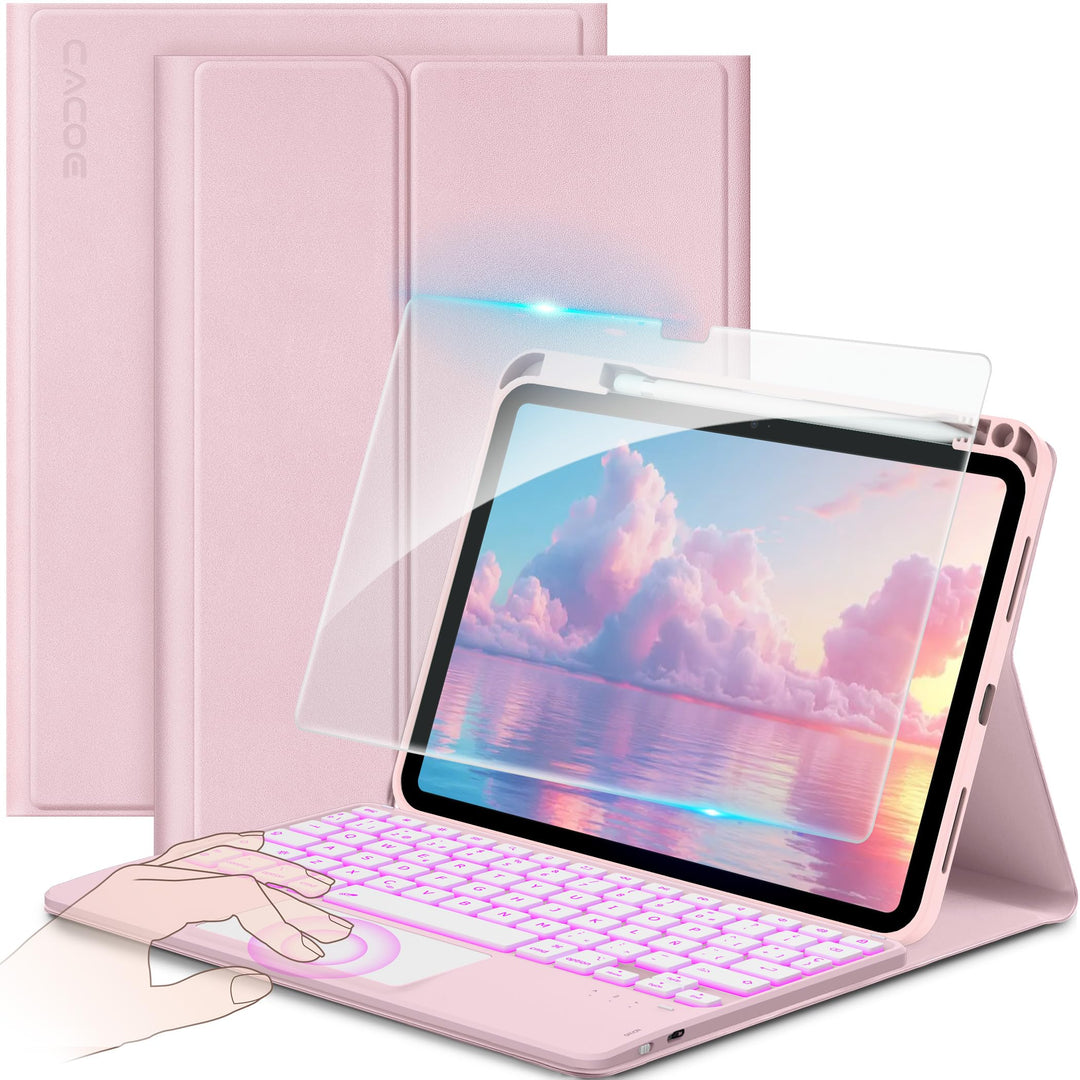 CACOE Hülle Tastatur Kompatibel mit iPad 10 Generation 10.9 Zoll 2022 A2757/A2777 mit Touchpad, 7-Fa