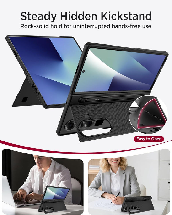 Miimall Kompatibel mit Samsung Galaxy Z Fold 7 Hülle mit S-Pen & Stifthalter, [HD Displayschutz] Ult